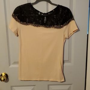 H&M Light Pink and Black Lace Top